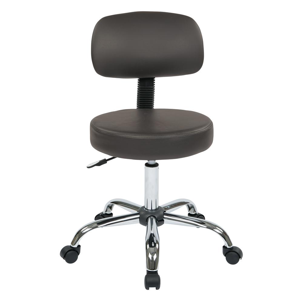 Pneumatic Drafting Chair with Stool and Back. Heavy Duty Chrome Base with Dual Wheel Carpet Casters. Height Adjustment 19.5" to 24.5", ST235V-R111. Picture 2