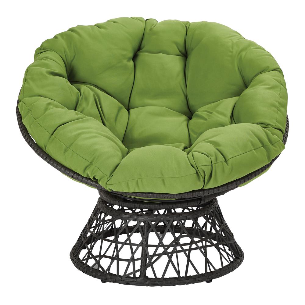 Papasan Chair with Green cushion and Dark Grey Wicker Wrapped Frame, BF25292-6. Picture 3