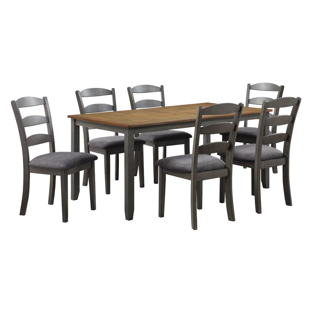 West Lake 66” 7-pc. Dining Table Set With Antique Finish Natural Top and Grey Base, WSK3266K-GRY. Picture 1