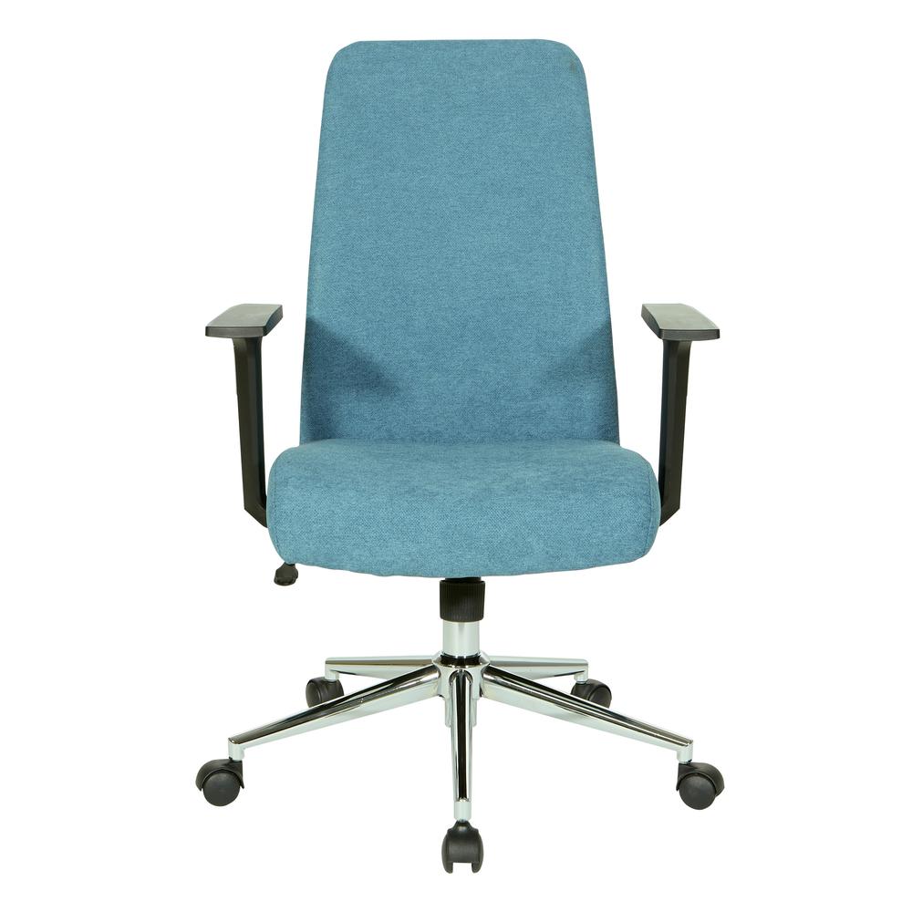 Evanston Office Chair in Sky Fabric with Chrome Base, EVA26-E18. Picture 2