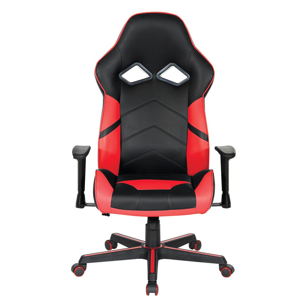 Vapor Gaming Chair in Black Faux Leather with Red Accents, VPR25-RD. Picture 3