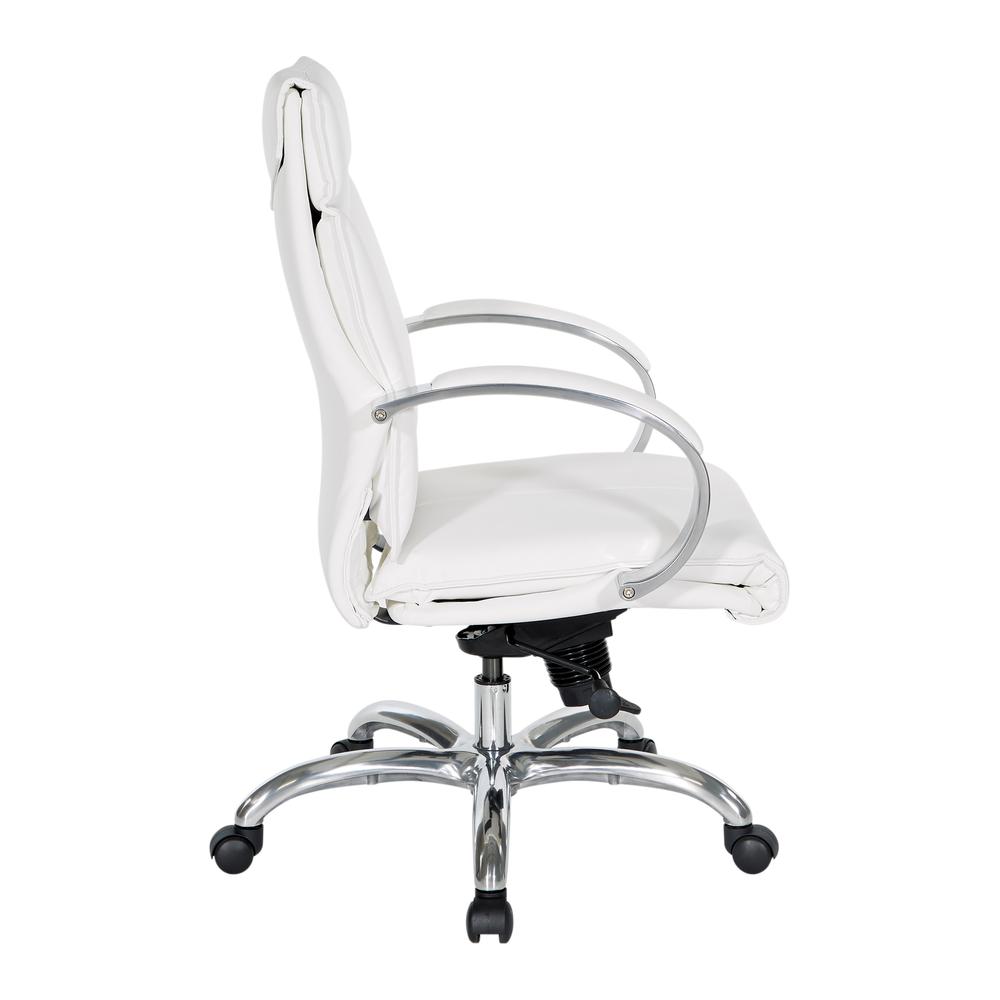Deluxe Mid Back Executive Chair in Dillon Snow with Polished Aluminum Base and Padded Polished Aluminum Arms, 7251-R101. Picture 4