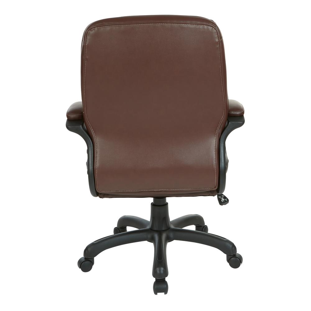 Executive Mid Back Chocolate Faux Leather Chair with Contrast Stitching, FL6081-U24. Picture 4