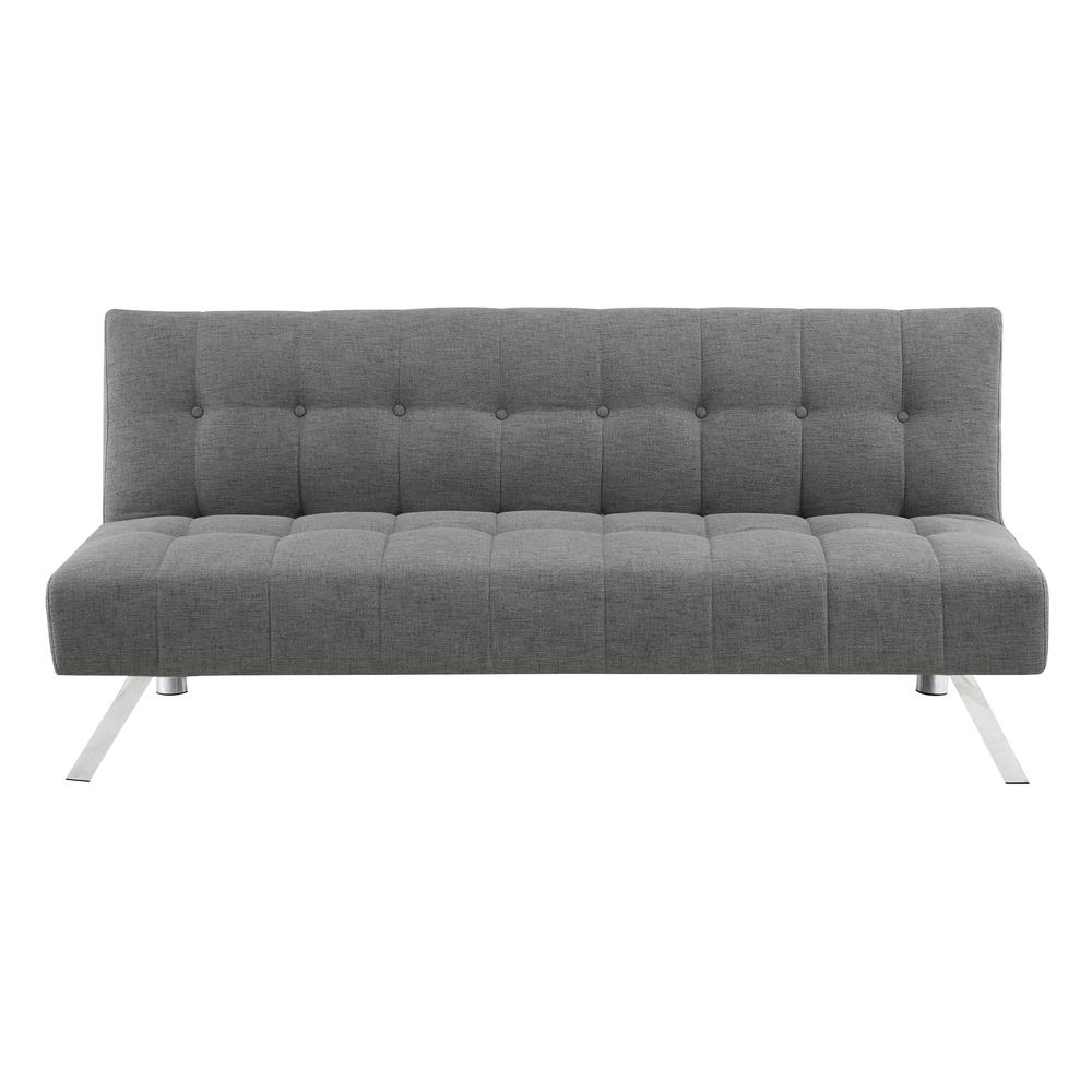 Sawyer Futon in Grey Fabric with Stainless Steel Legs. Picture 4