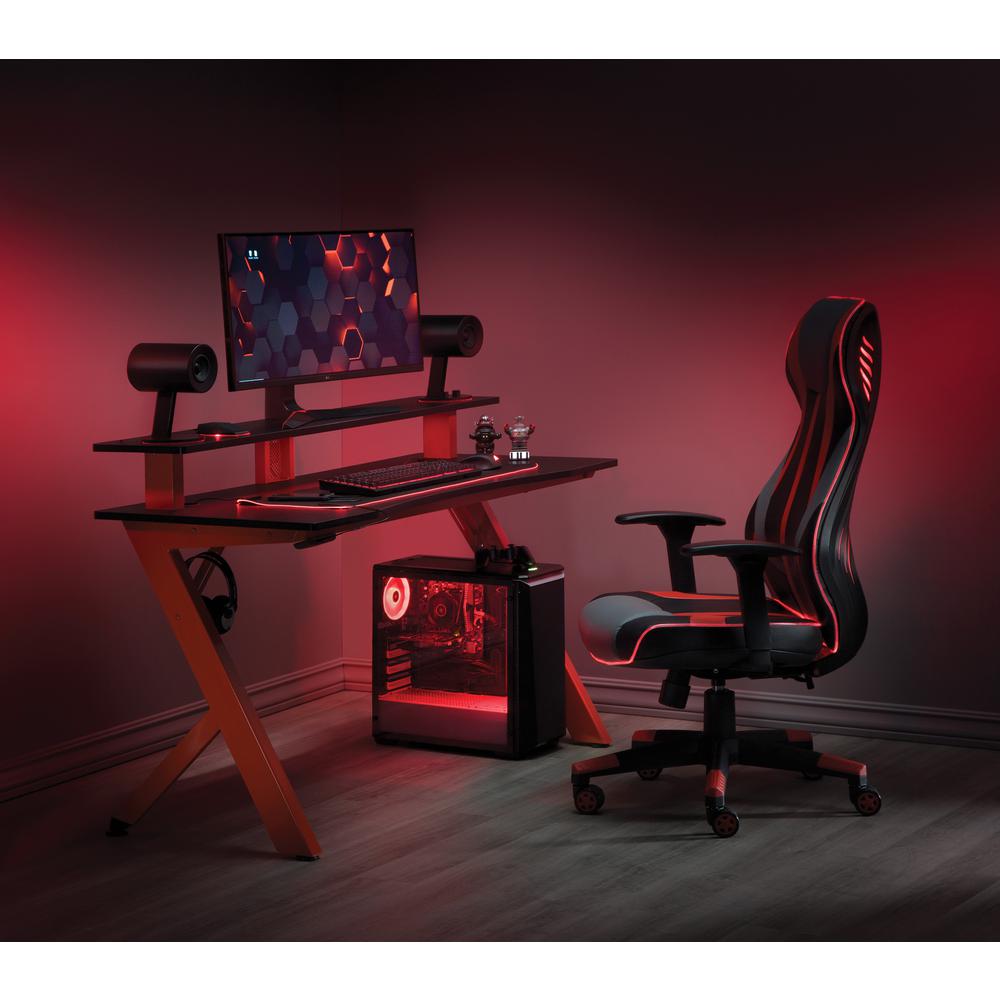 Area51 Battlestation Gaming Desk with Matte Red Legs, ARE25-RD. Picture 4