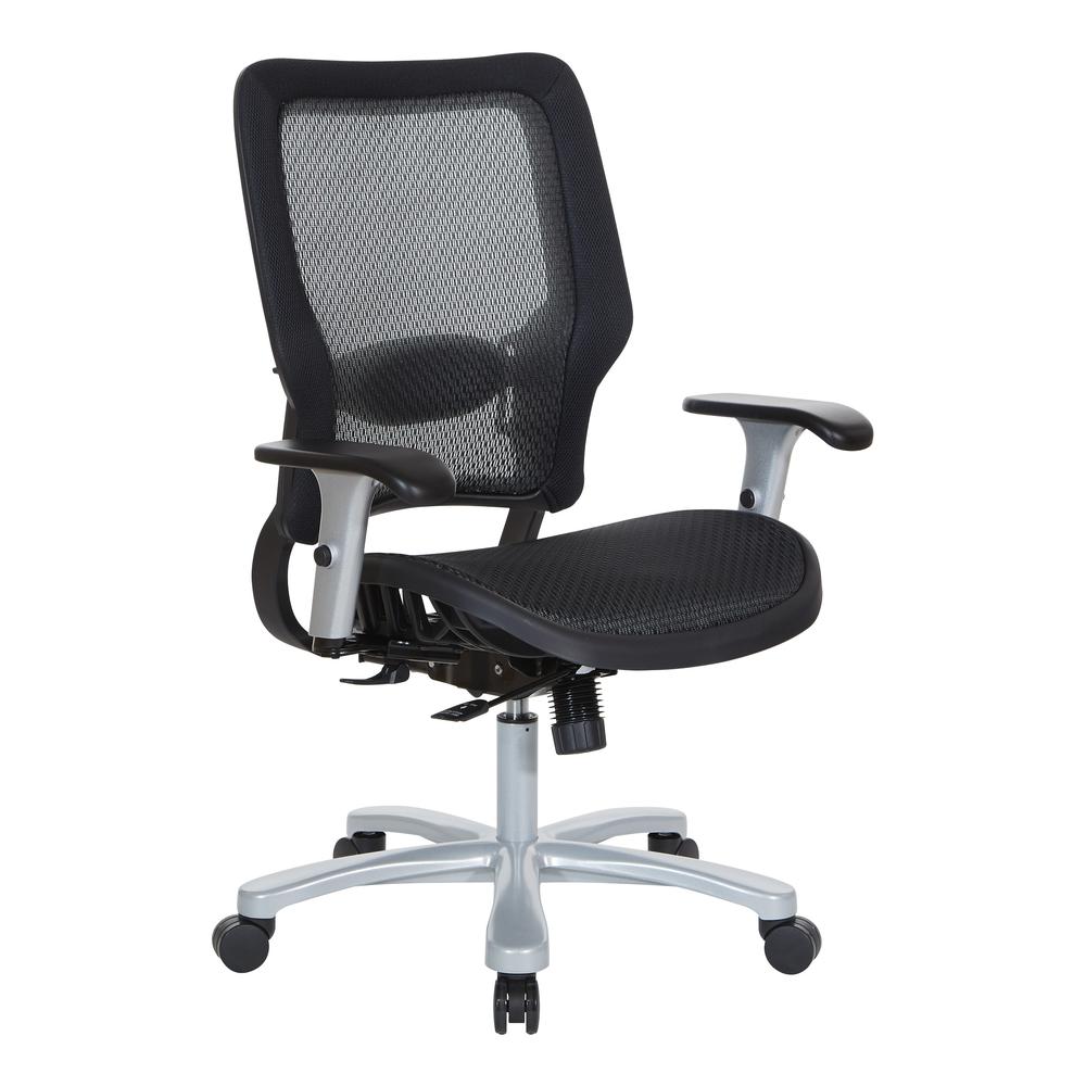 Air Grid Seat and Back Big & Tall Chair with Adjustable Lumbar Support, 2-Way Adjustable Arms and Aluminum Silver Base, 63-11A653R. Picture 1