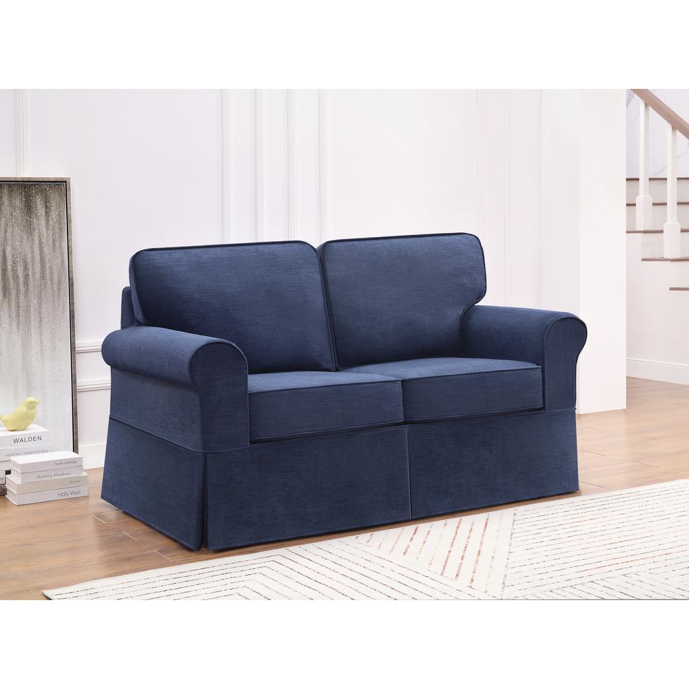Loveseat with Navy Slip Cover. Picture 6