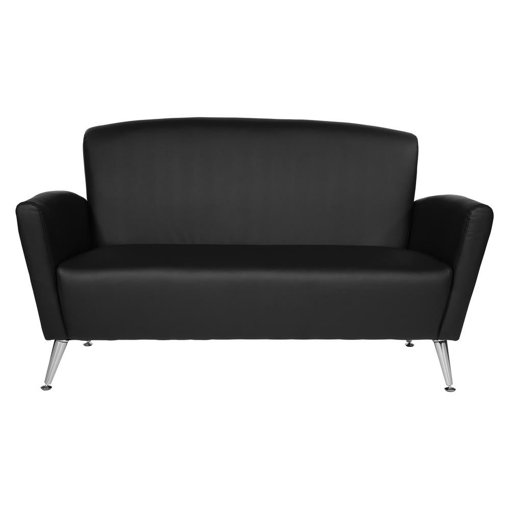 Loveseat in Dillon Black Bonded Leather with Chrome Legs, SL50552-R107. Picture 3