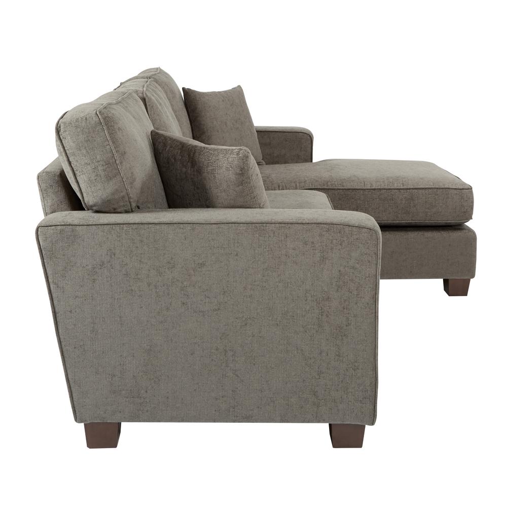 Russell Sectional in Taupe fabric with 2 Pillows and Coffee Finished Legs, RSL55-SK335. Picture 4