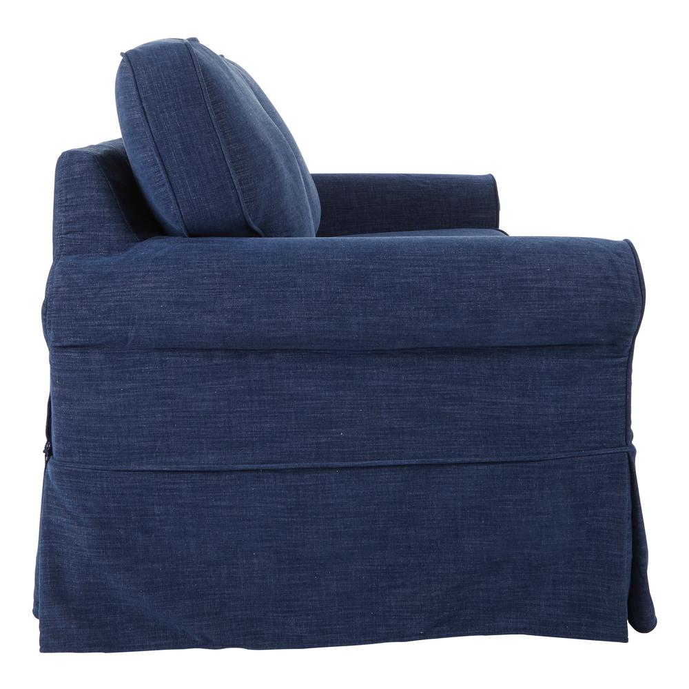 Loveseat with Navy Slip Cover. Picture 3