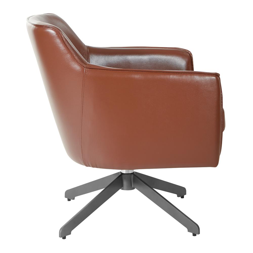 Faux Leather Guest Chair in Saddle Faux Leather with Black Base, FLH5974BK-U41. Picture 2