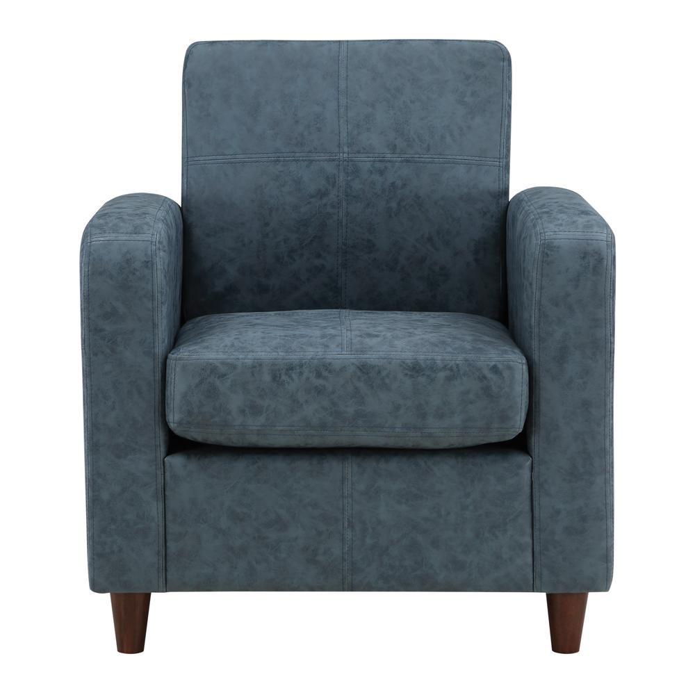 Venus Club Chair in Navy Faux Leather and Medium Espresso Legs, VNS51A-P45. Picture 3