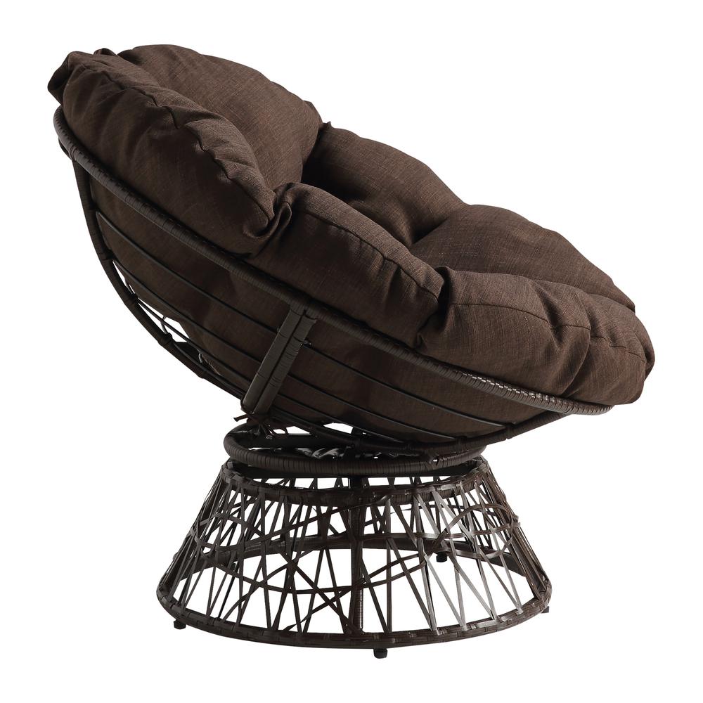 Papasan Chair with Brown Round Pillow Cushion and Brown Wicker Weave, BF25291BR-1. Picture 4