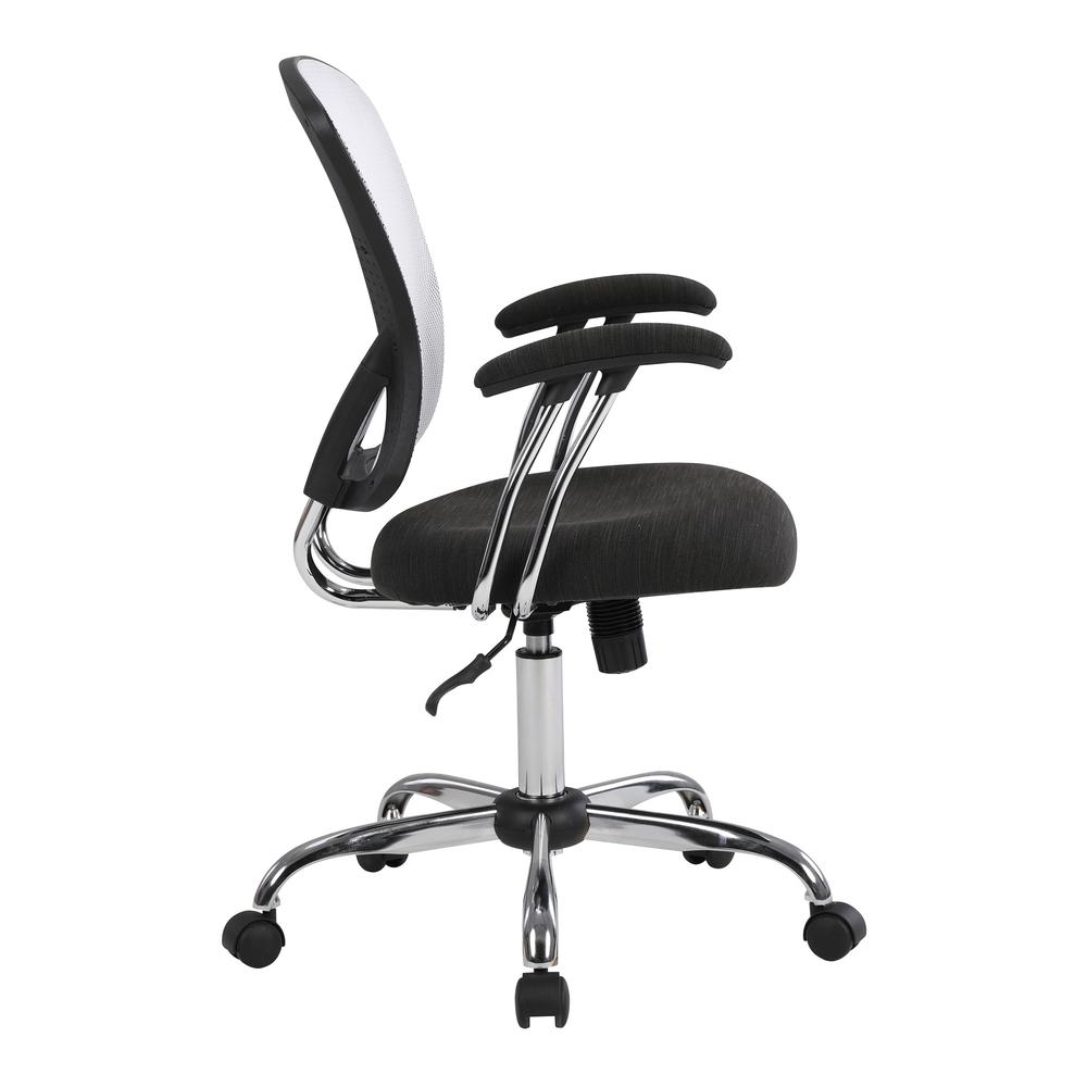 Gianna Task Chair with White Mesh Back and Linen Black Seat. Picture 5