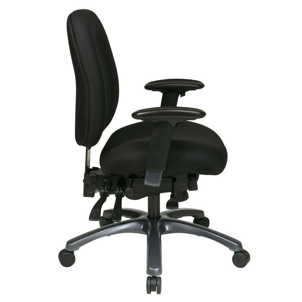 Multi-Function Mid Back Chair with Seat Slider and Titanium Finish Base in Icon Black Fabric, 8512-231. Picture 2