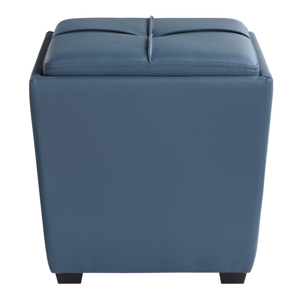 Rockford Storage Ottoman in Slate Blue Faux Leather, RCK361-P55. Picture 3