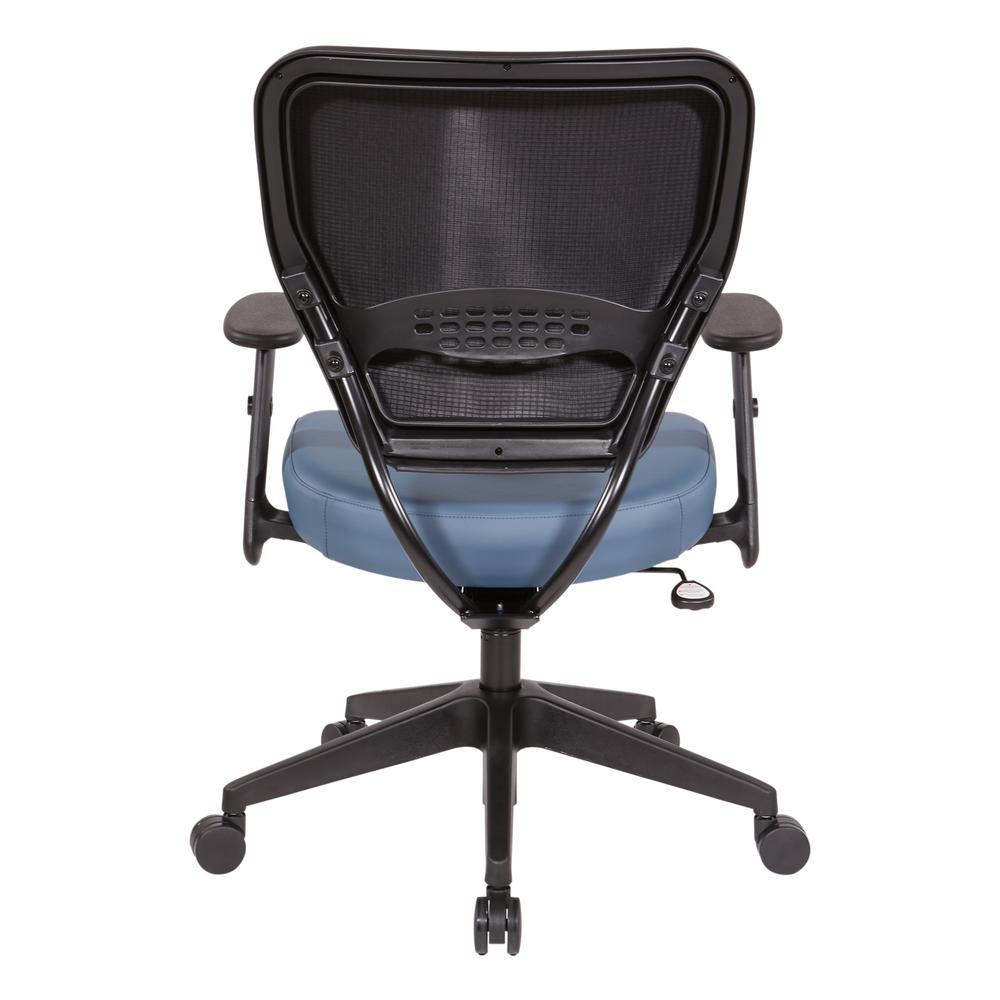 Antimicrobial Dillon Blue Seat and Back Task Chair with Adjustable Angled Arms and Nylon Base, 5500D-R105. Picture 5