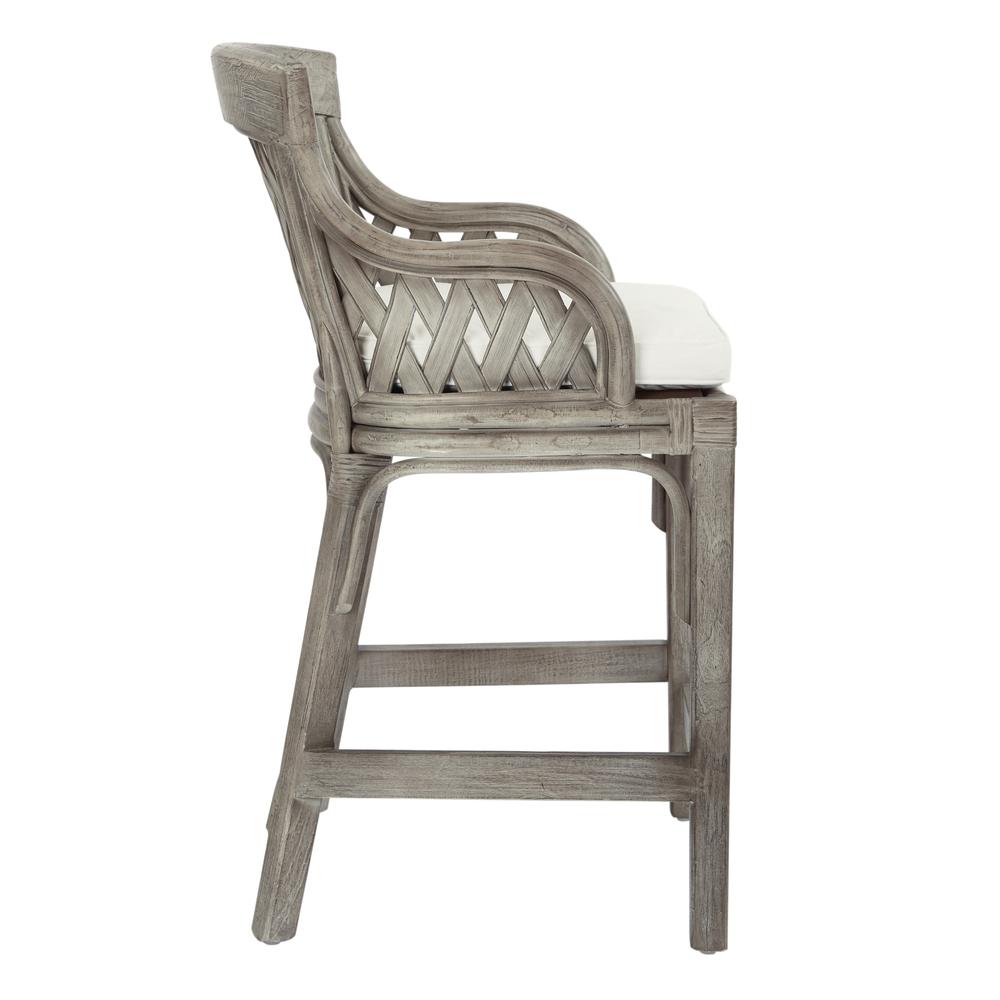 Plantation 24" Counter Stool with Grey Wood Rattan Frame Finish ASM, PLN158-GRY. Picture 3