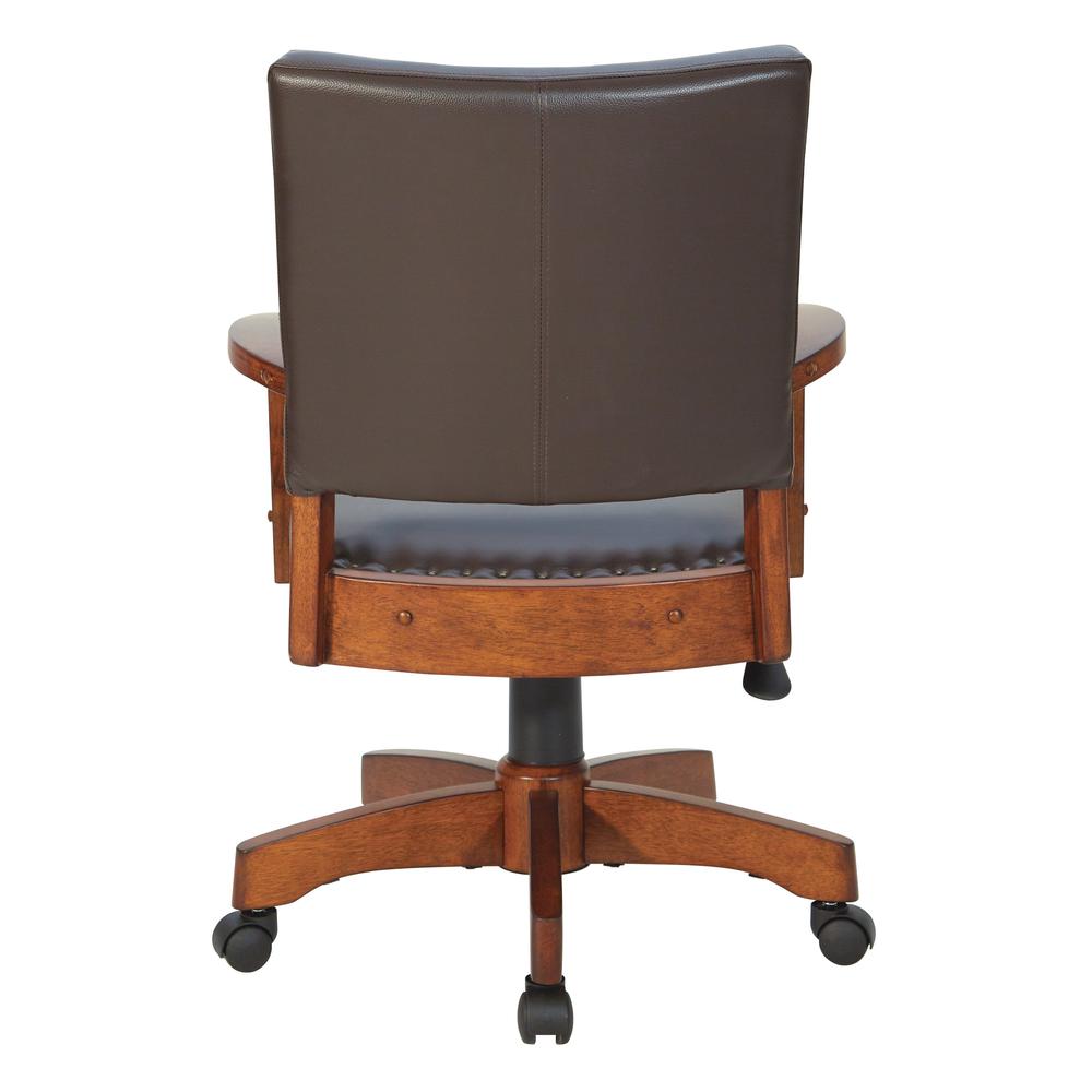 Deluxe Wood Bankers Chair in Espresso Faux Leather with Antique Bronze Nailheads and Medium Brown Wood, 109MB-ES. Picture 4