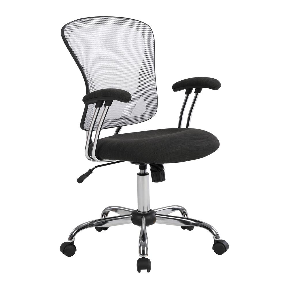 Gianna Task Chair with White Mesh Back and Linen Black Seat. The main picture.