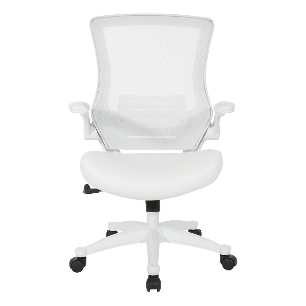White Screen Back Manager's Chair in White Faux Leather, EM60926WH-U11. Picture 2