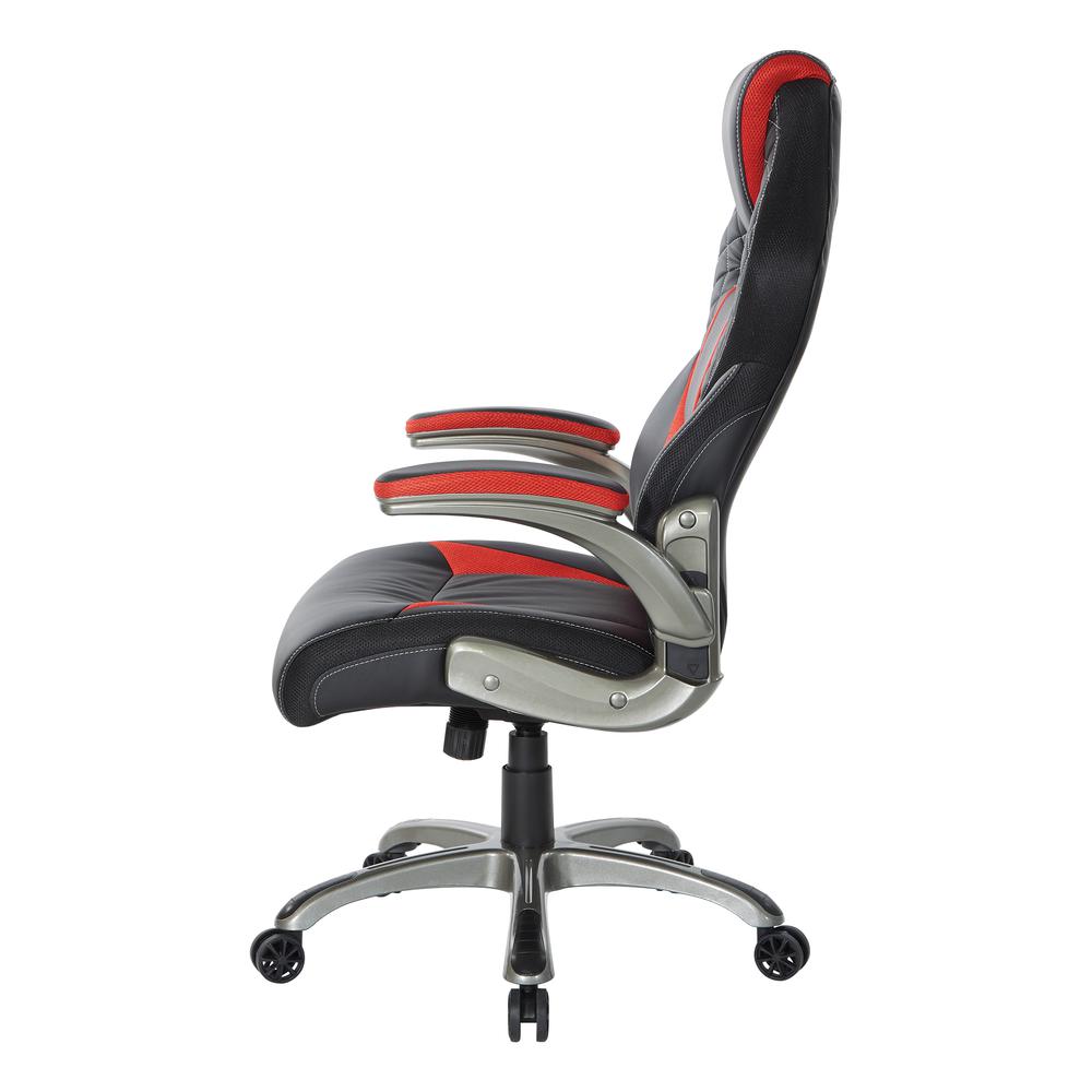 Oversite Gaming Chair in Faux Leather with Red Accents, OVR25-RD. Picture 4