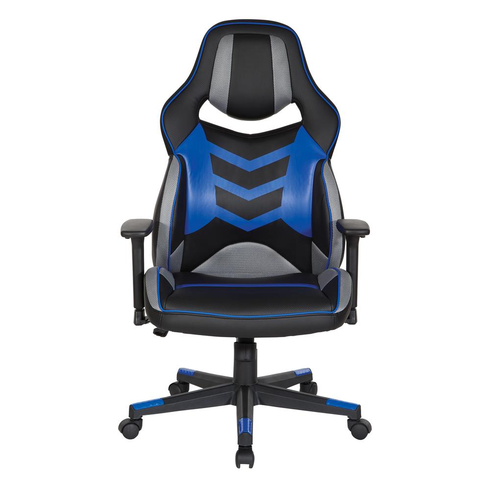 Eliminator Gaming Chair in Faux Leather with Blue Accents, ELM25-BL. Picture 3