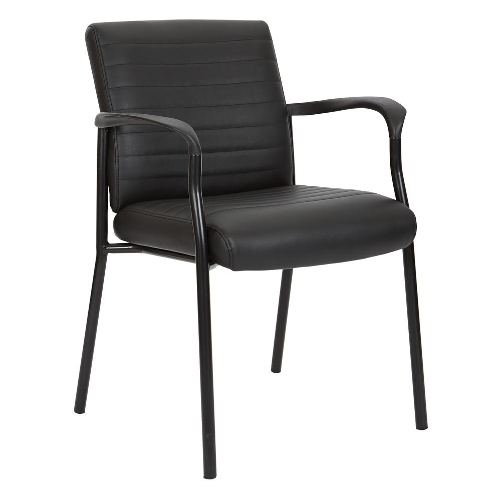 Guest Chair in Black Faux Leather with Black Frame, FL38610-U6. Picture 1