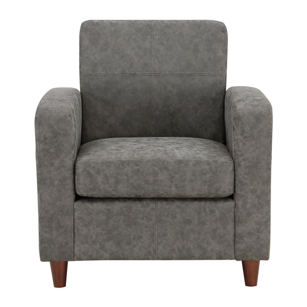 Venus Club Chair in Charcoal Faux Leather and Medium Espresso Legs, VNS51A-P47. Picture 3