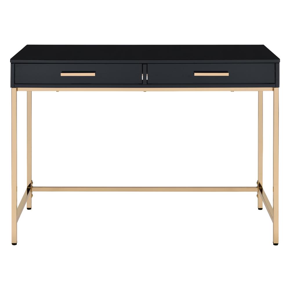 Alios Desk with Black Gloss Finish and Gold Frame, ALS43-BLK. Picture 3