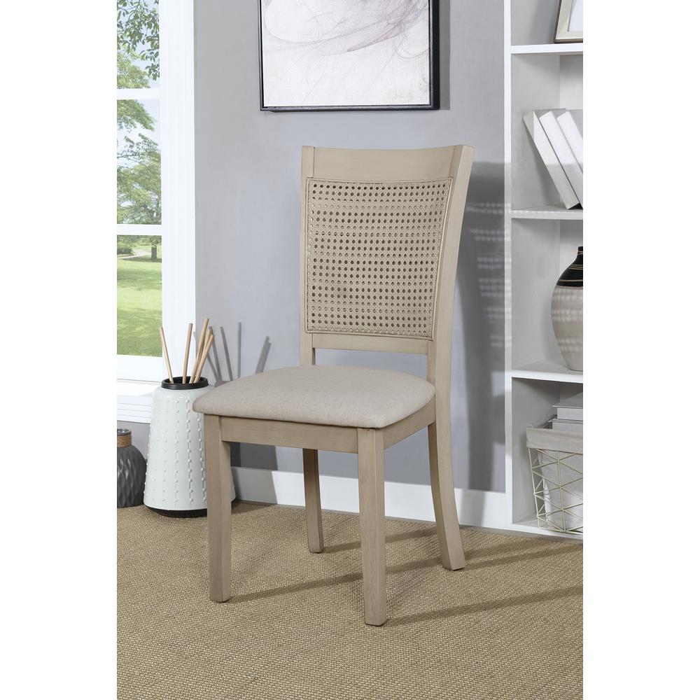 Walden Cane Back Dining Chair 2pk, Linen / Antique White. Picture 7