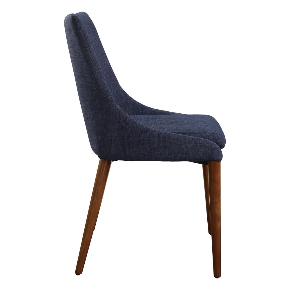 Palmer Mid-Century Modern Fabric Dining Accent Chair in Navy Fabric 2 Pack, PAM2-M19. Picture 3