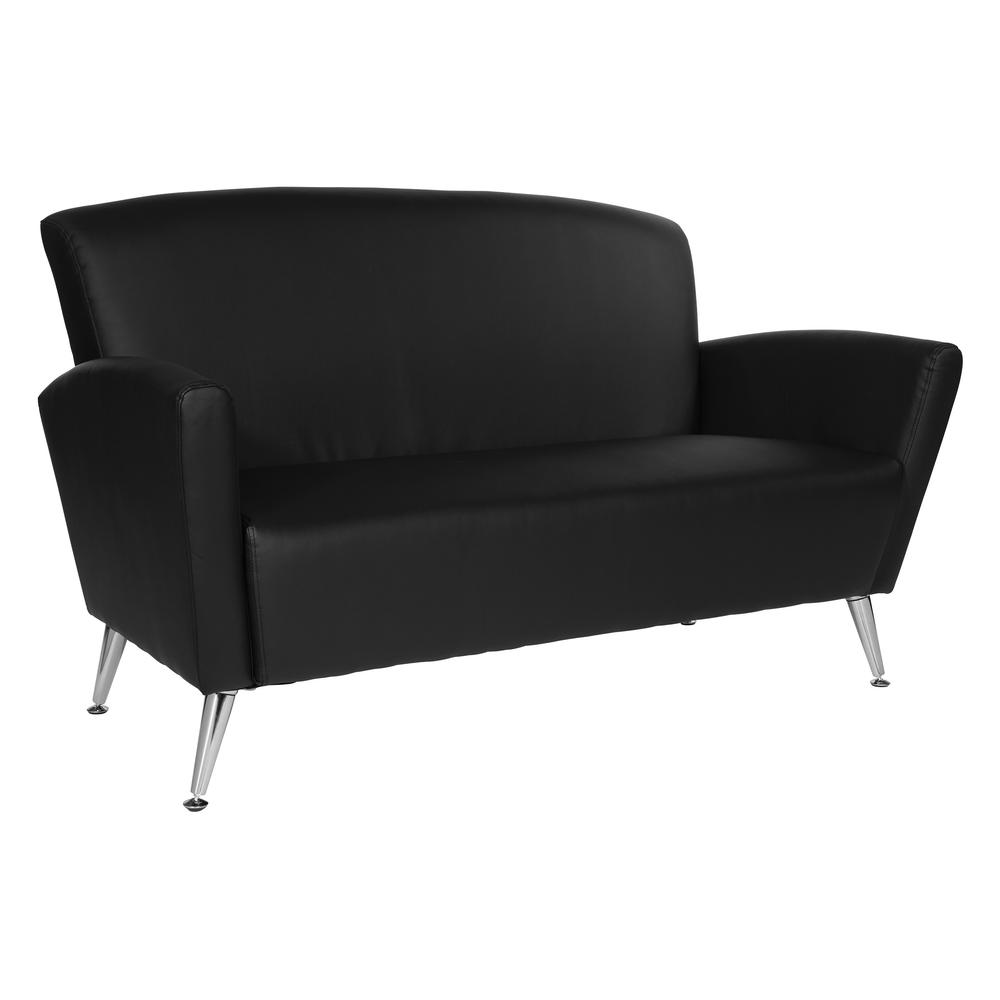 Loveseat in Dillon Black Bonded Leather with Chrome Legs, SL50552-R107. Picture 1