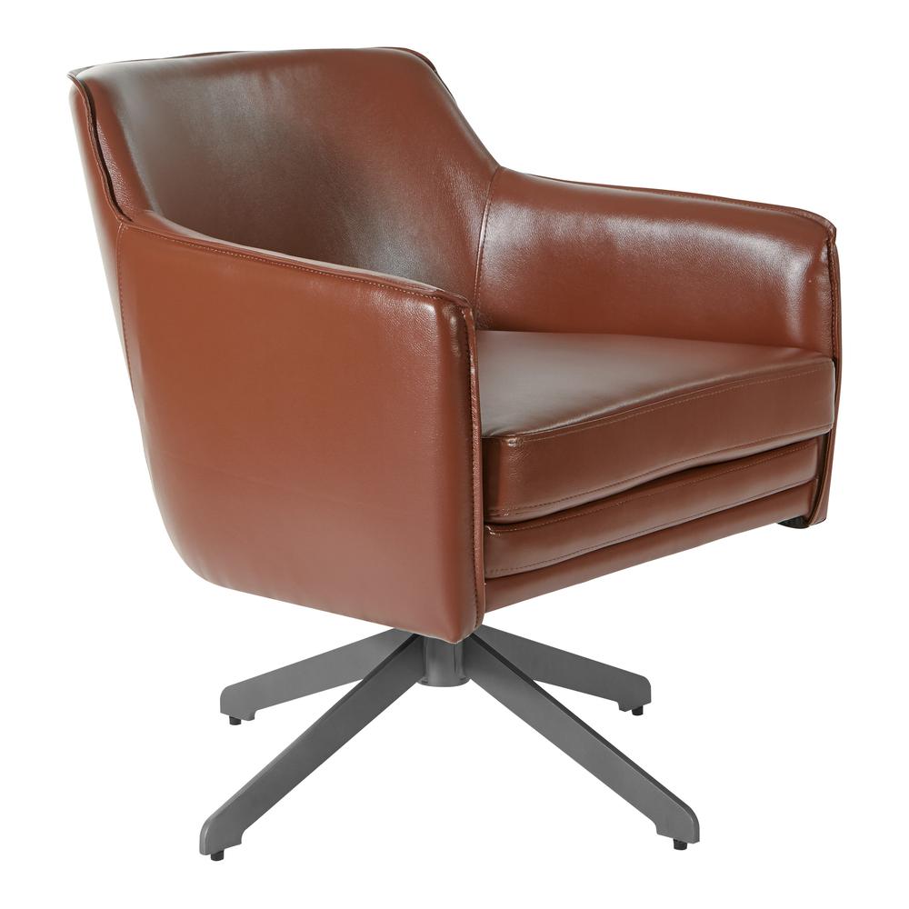 Faux Leather Guest Chair in Saddle Faux Leather with Black Base, FLH5974BK-U41. Picture 1