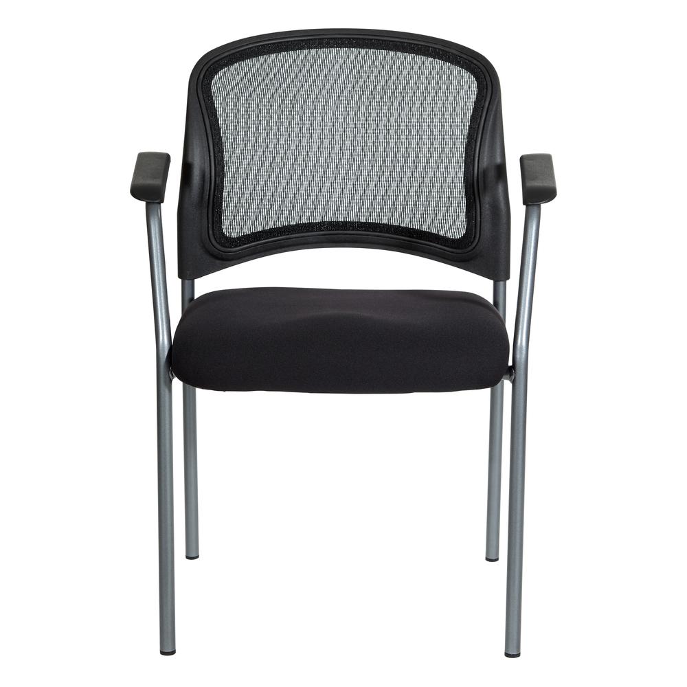 ProGrid Mesh Back with Padded Fabric Seat Visitor's Chair with Arms and Titanium Finish Frame, 86710R-30. Picture 3