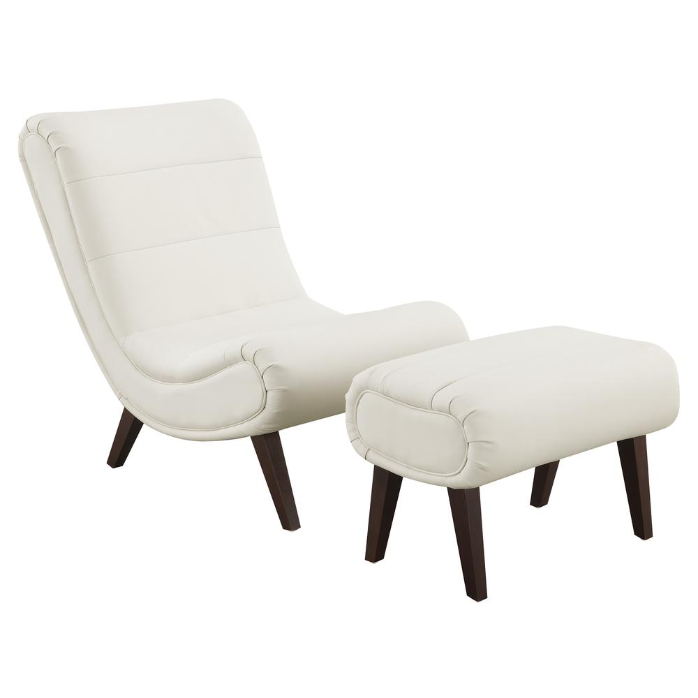 Hawkins Lounger with Ottoman, White. Picture 1