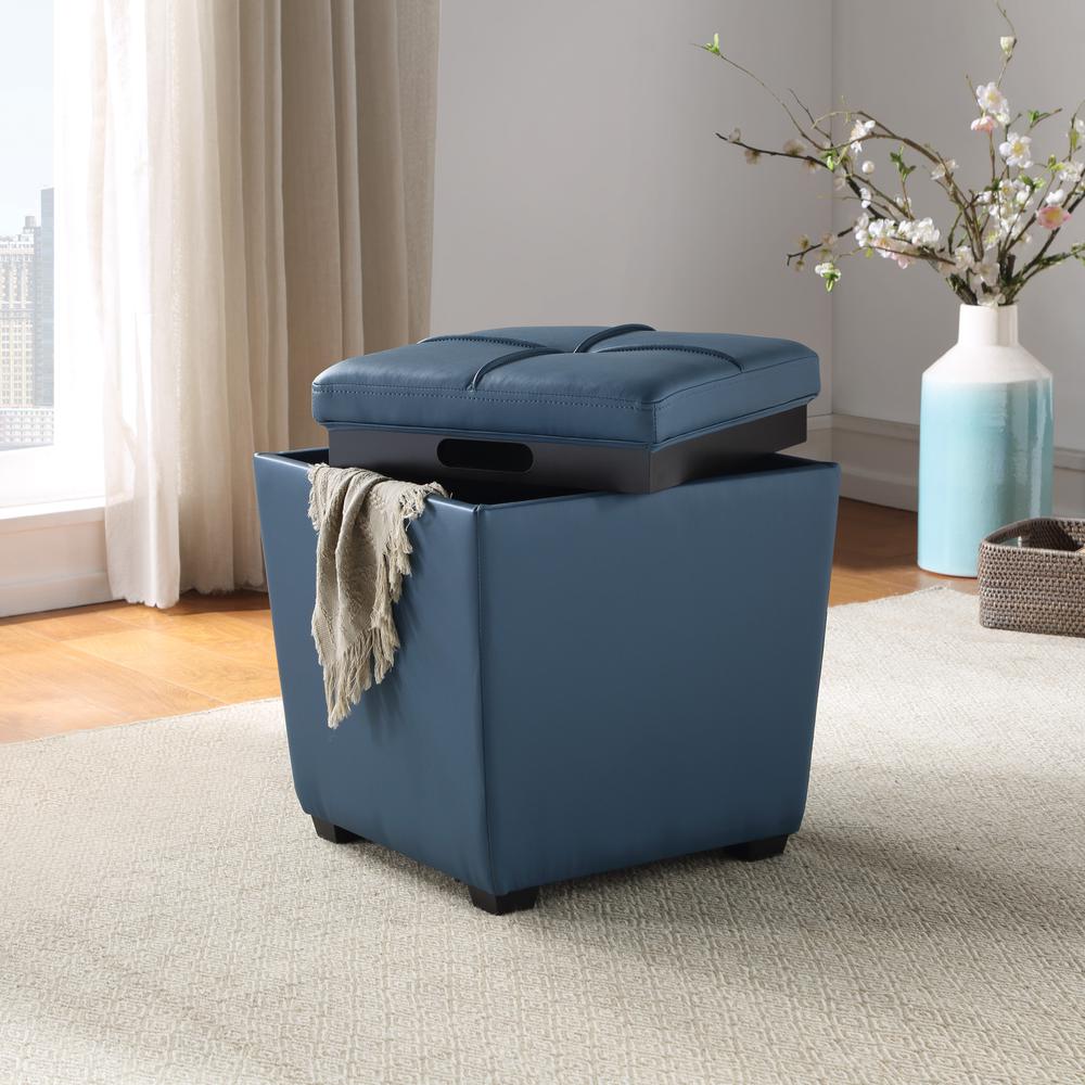 Rockford Storage Ottoman in Slate Blue Faux Leather, RCK361-P55. Picture 4