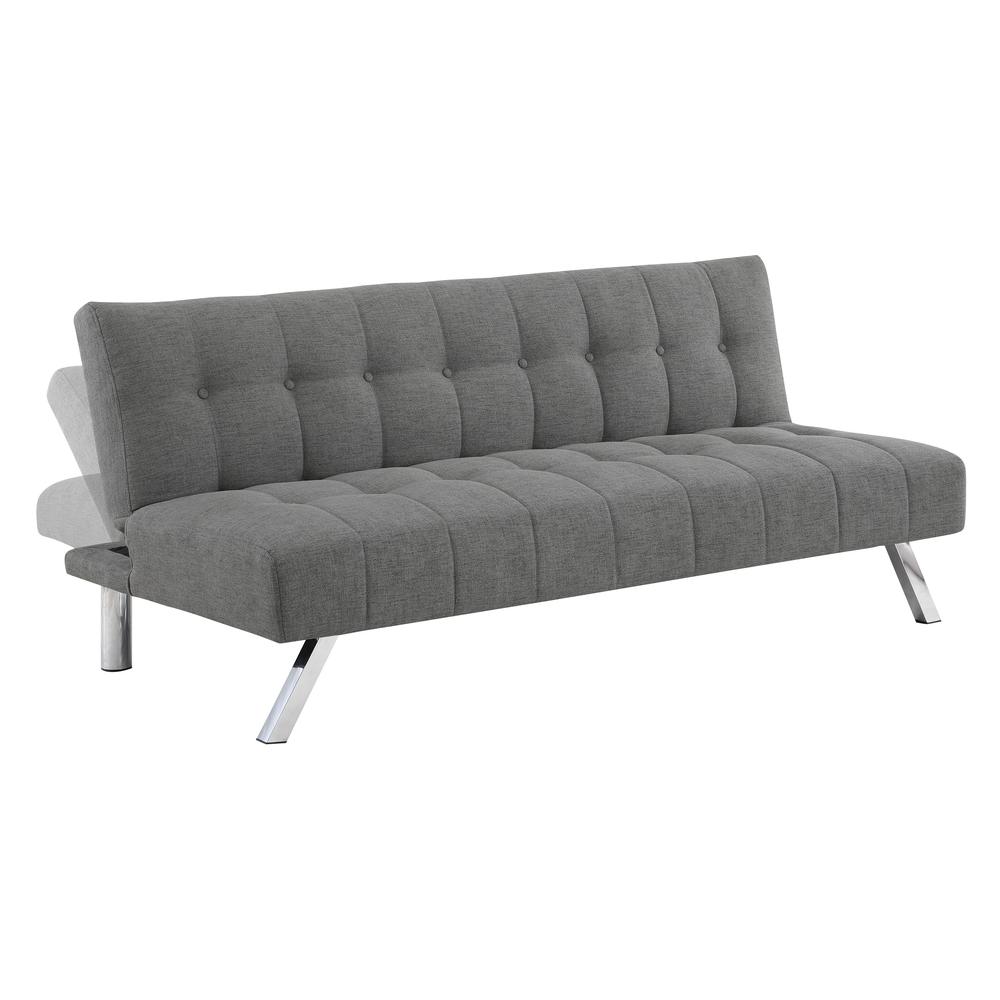 Sawyer Futon in Grey Fabric with Stainless Steel Legs. Picture 2