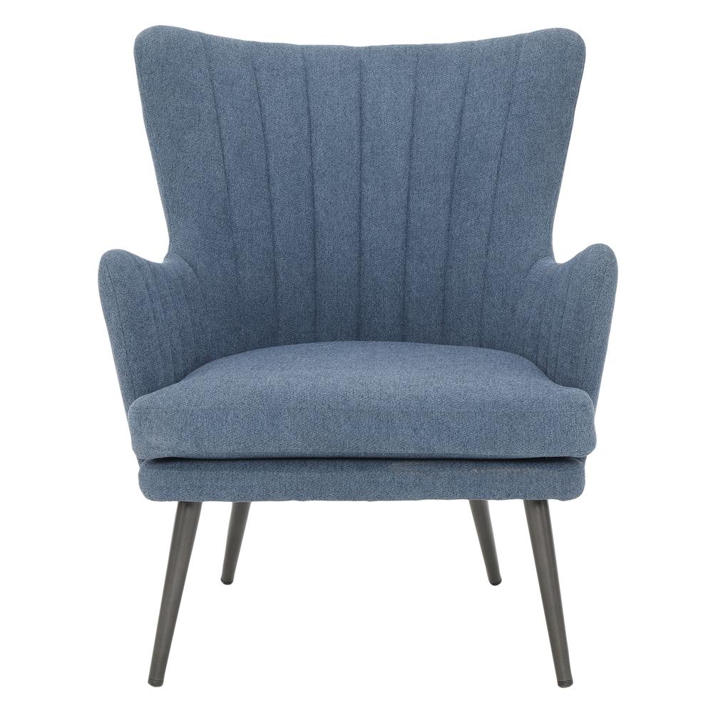 Jenson Accent Chair wih Blue Fabric and Grey Legs, JEN-9126. Picture 3
