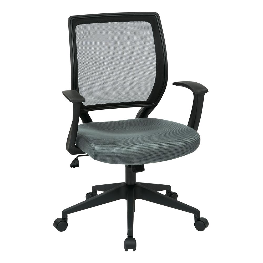 Screen Back Task Chair with "T" Arms in Fun Colors Grey fabric, EM51022N-2M. Picture 1