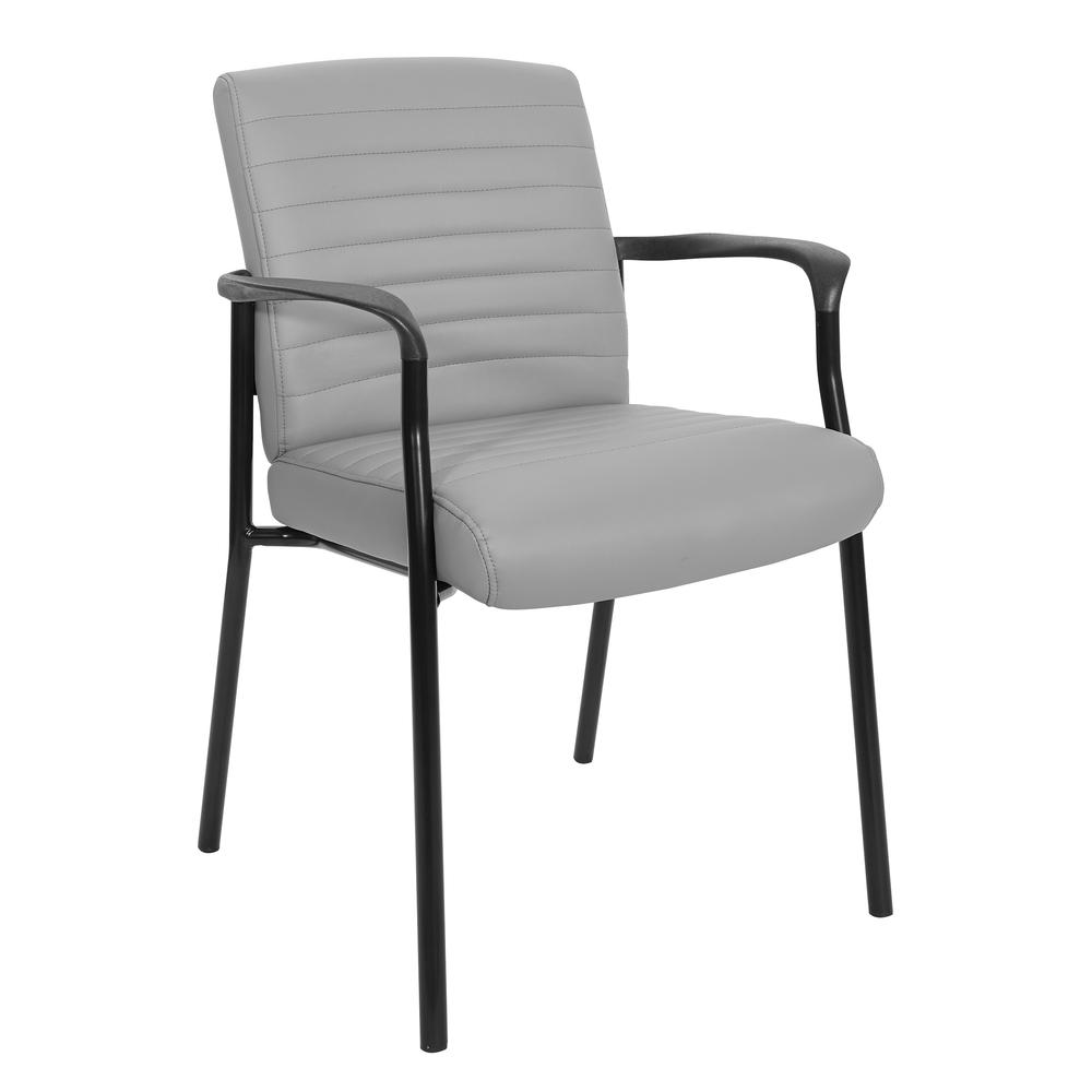 Guest Chair in Charcoal Grey Faux Leather with Black Frame, FL38610-U42. Picture 1