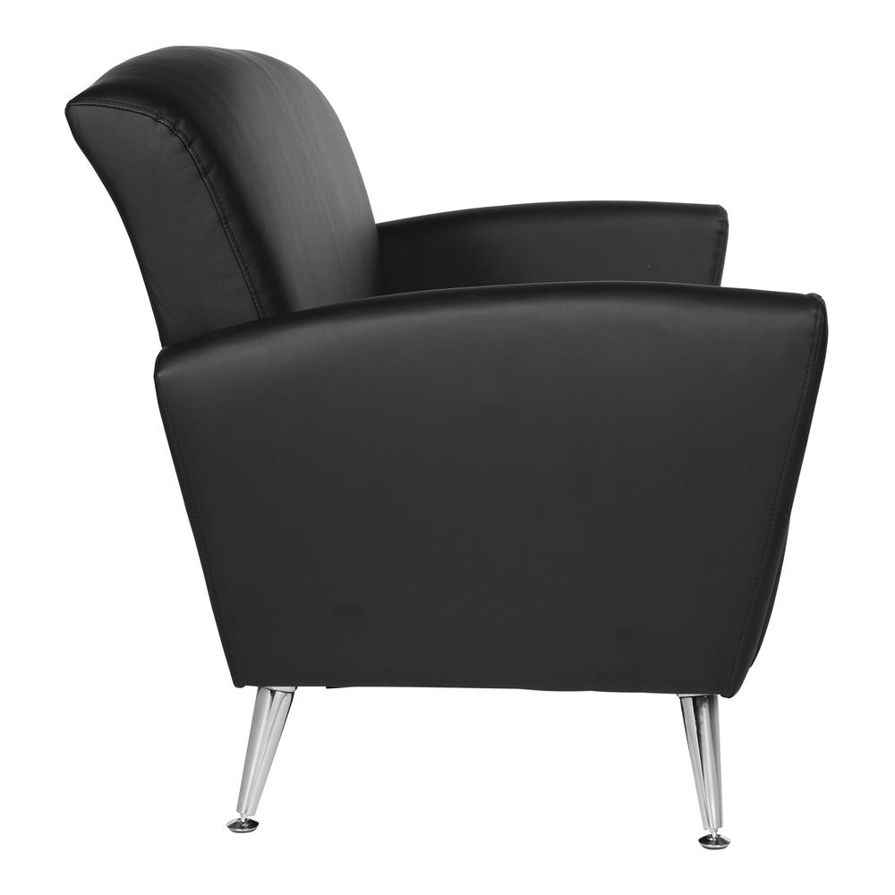 Loveseat in Dillon Black Bonded Leather with Chrome Legs, SL50552-R107. Picture 4