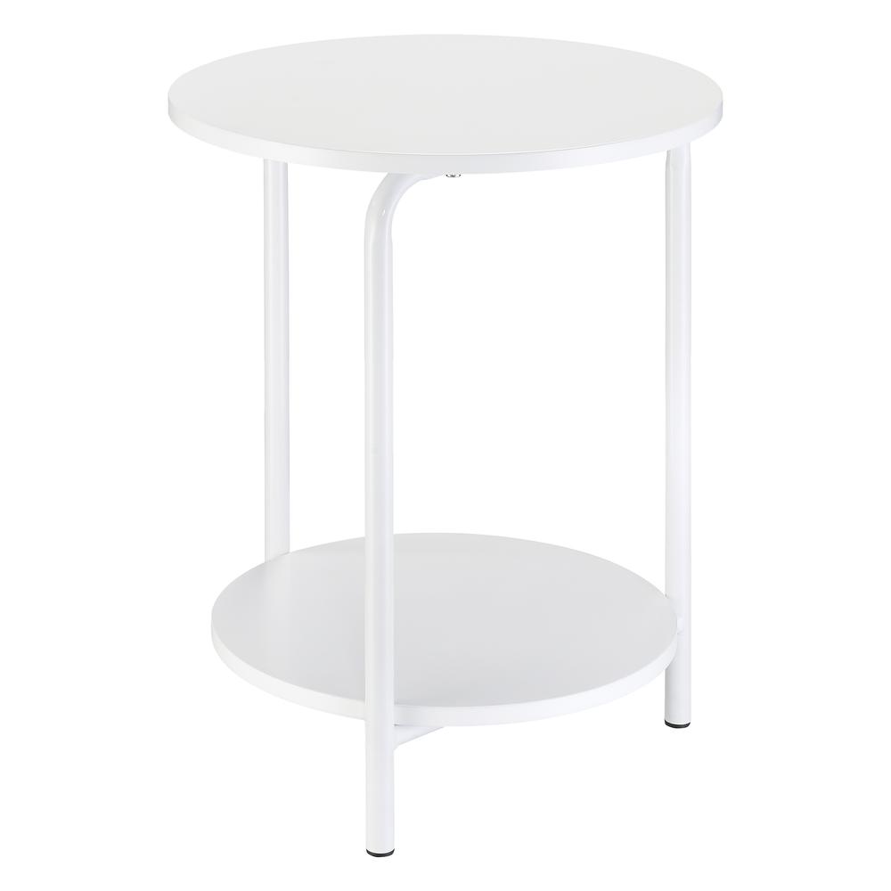Elgin Metal Accent Table in White. Picture 1