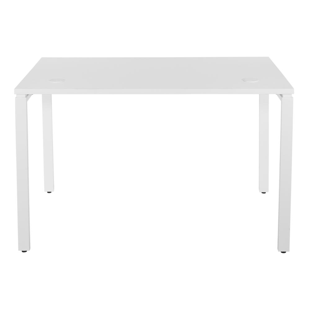 48" Writing Desk with White Laminate Top and White Finish Metal Legs, PRD3048D-WH. Picture 5