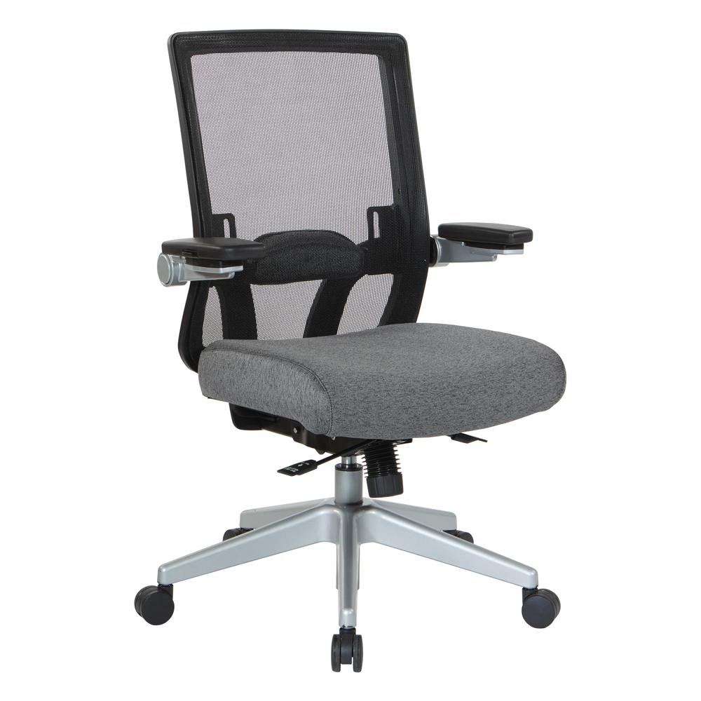 Manager's Chair with Breathable Mesh Back and Charcoal Fabric Seat with a Silver Base. , 867-B26N64R. Picture 1