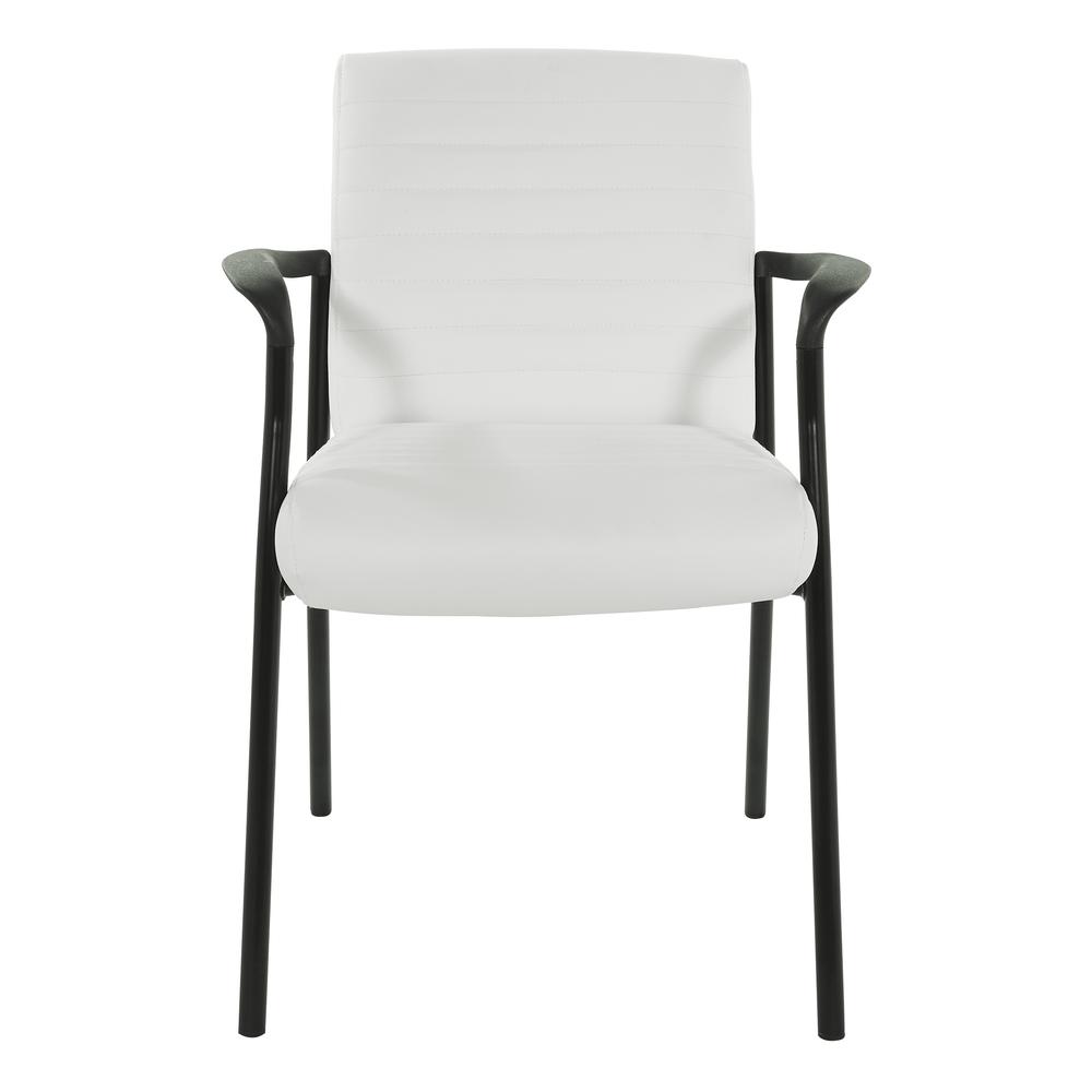 Guest Chair in White Faux Leather with Black Frame, FL38610-U11. Picture 2