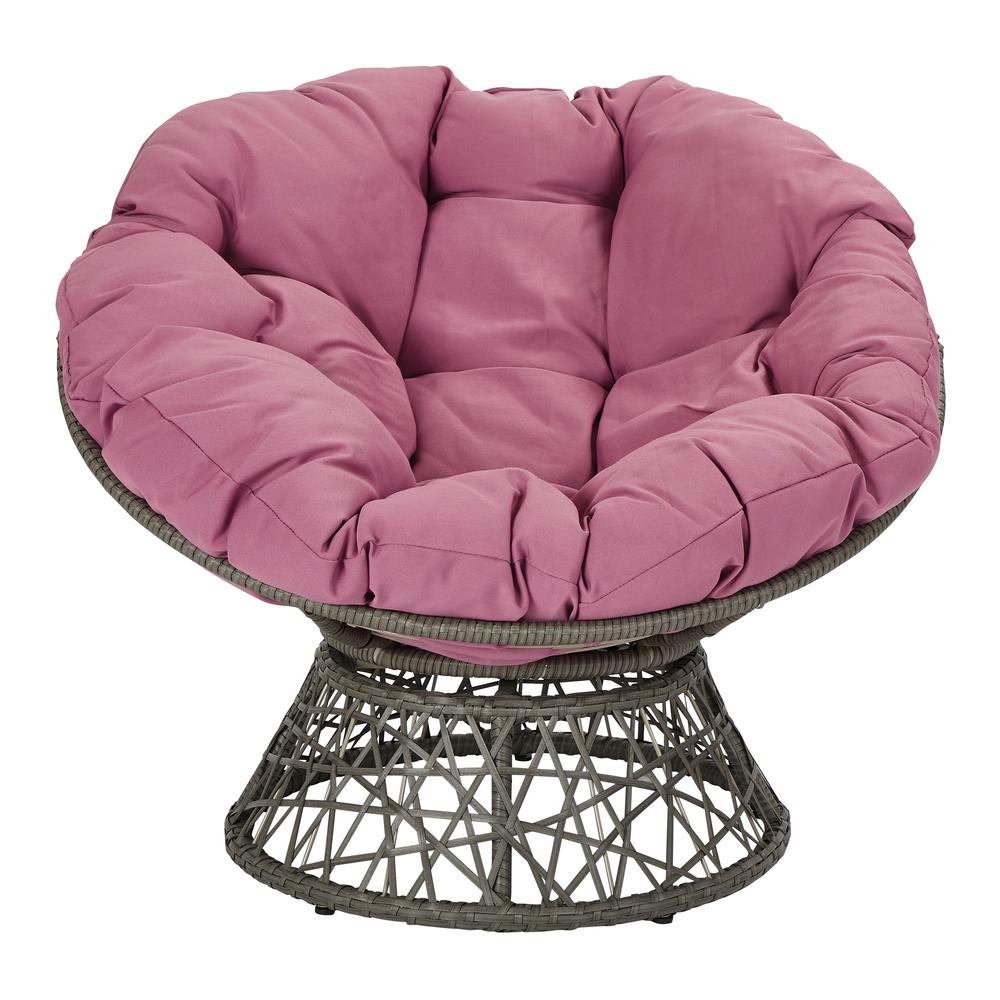 Papasan Chair with Purple cushion and Dark Grey Wicker Wrapped Frame, BF25292-512. Picture 3