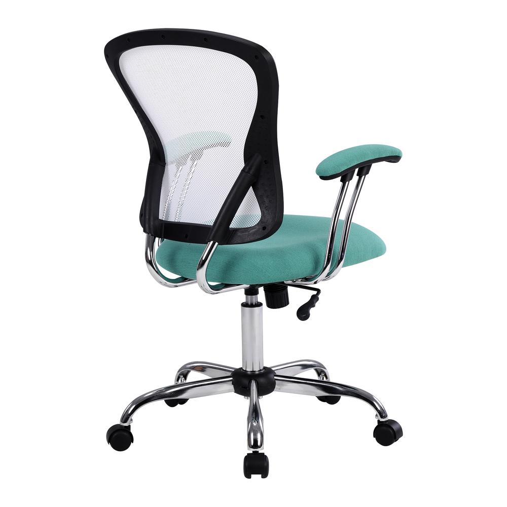 Gianna Task Chair with White Mesh Back and Linen Turquoise Seat. Picture 6