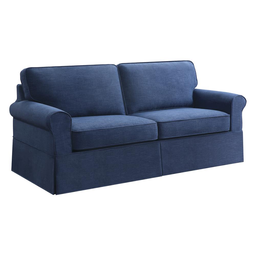 Slip Cover Sofa in Navy Fabric. Picture 1
