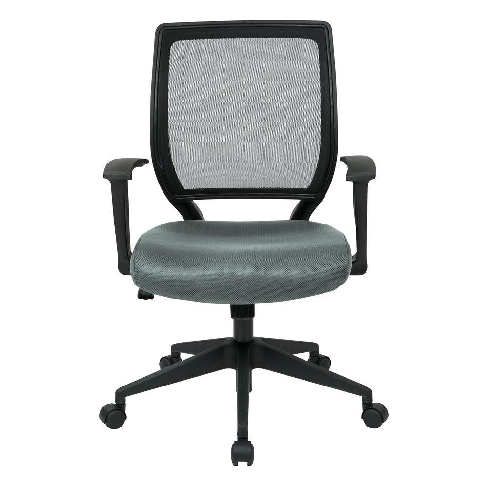 Screen Back Task Chair with "T" Arms in Fun Colors Grey fabric, EM51022N-2M. Picture 2
